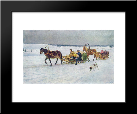 Farewell Of A New Soldier 20x24 Black Modern Wood Framed Art Print Poster by Bogdanov Belsky, Nikolay