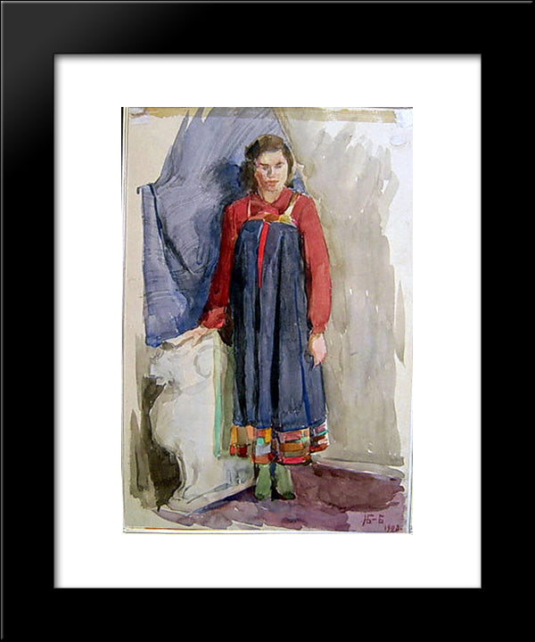 Girl 20x24 Black Modern Wood Framed Art Print Poster by Bogdanov Belsky, Nikolay