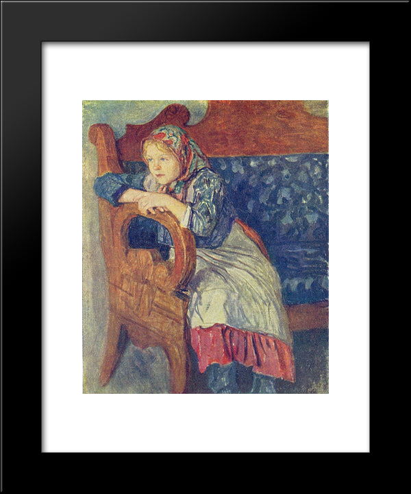 Girl On A Sofa 20x24 Black Modern Wood Framed Art Print Poster by Bogdanov Belsky, Nikolay