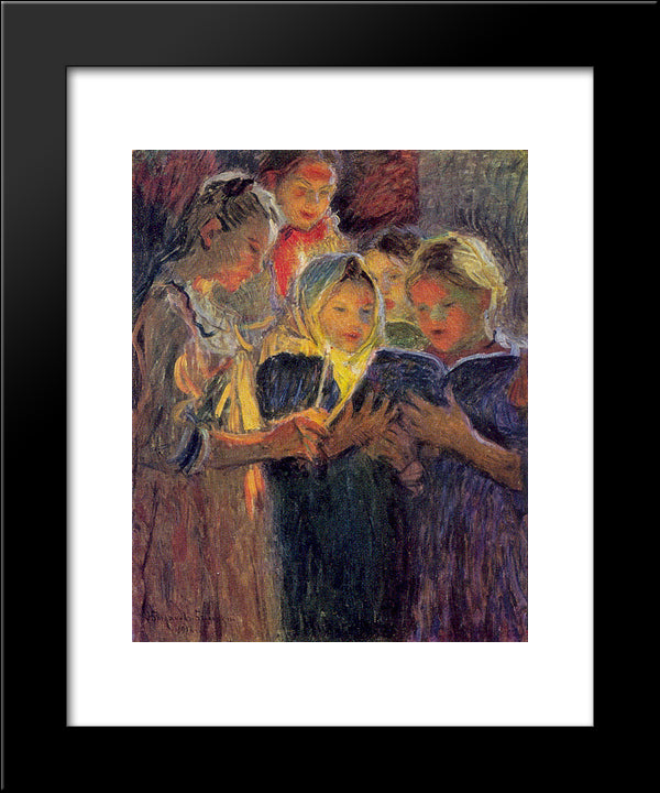 Girls Chorus 20x24 Black Modern Wood Framed Art Print Poster by Bogdanov Belsky, Nikolay