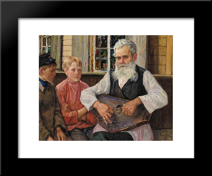 Guslar 20x24 Black Modern Wood Framed Art Print Poster by Bogdanov Belsky, Nikolay