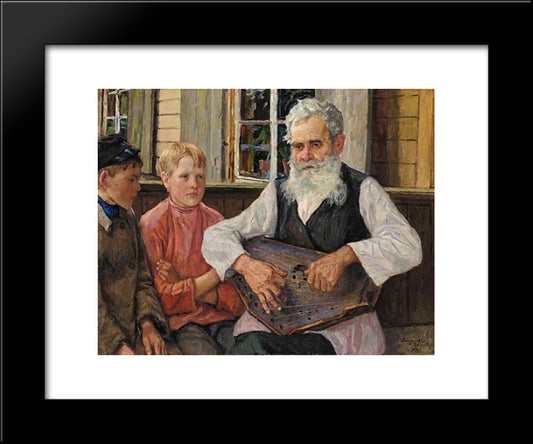 Guslar 20x24 Black Modern Wood Framed Art Print Poster by Bogdanov Belsky, Nikolay