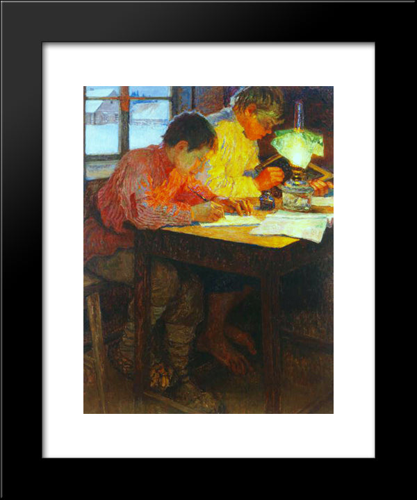 Homework 20x24 Black Modern Wood Framed Art Print Poster by Bogdanov Belsky, Nikolay