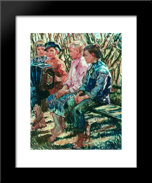 Joyful Company 20x24 Black Modern Wood Framed Art Print Poster by Bogdanov Belsky, Nikolay