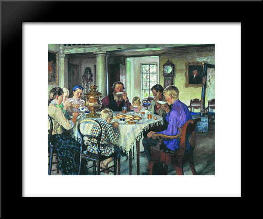 New Owners (Tea-Drinking) 20x24 Black Modern Wood Framed Art Print Poster by Bogdanov Belsky, Nikolay