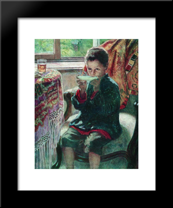 On A Visit 20x24 Black Modern Wood Framed Art Print Poster by Bogdanov Belsky, Nikolay