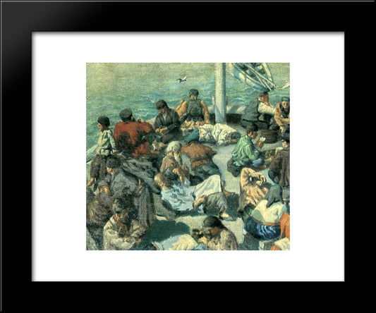 On The Ferry 20x24 Black Modern Wood Framed Art Print Poster by Bogdanov Belsky, Nikolay