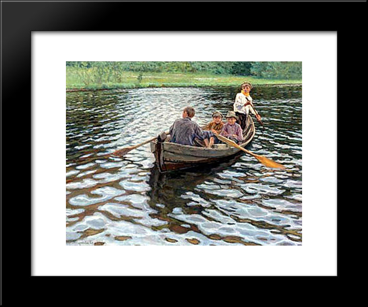 On The Lake 20x24 Black Modern Wood Framed Art Print Poster by Bogdanov Belsky, Nikolay