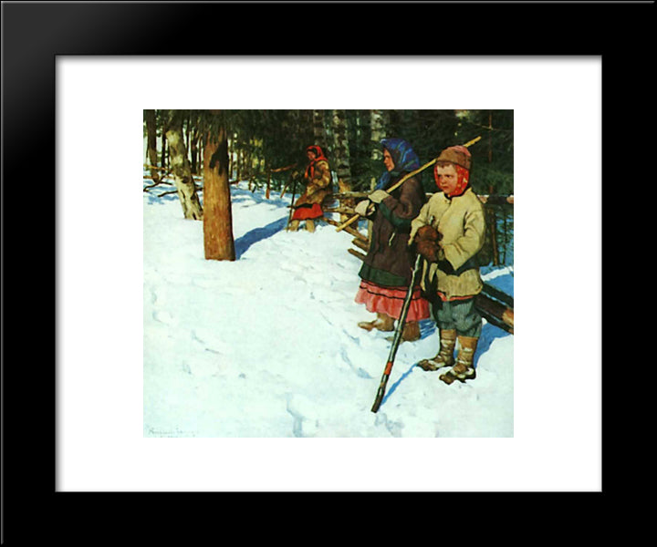 On The Raid 20x24 Black Modern Wood Framed Art Print Poster by Bogdanov Belsky, Nikolay