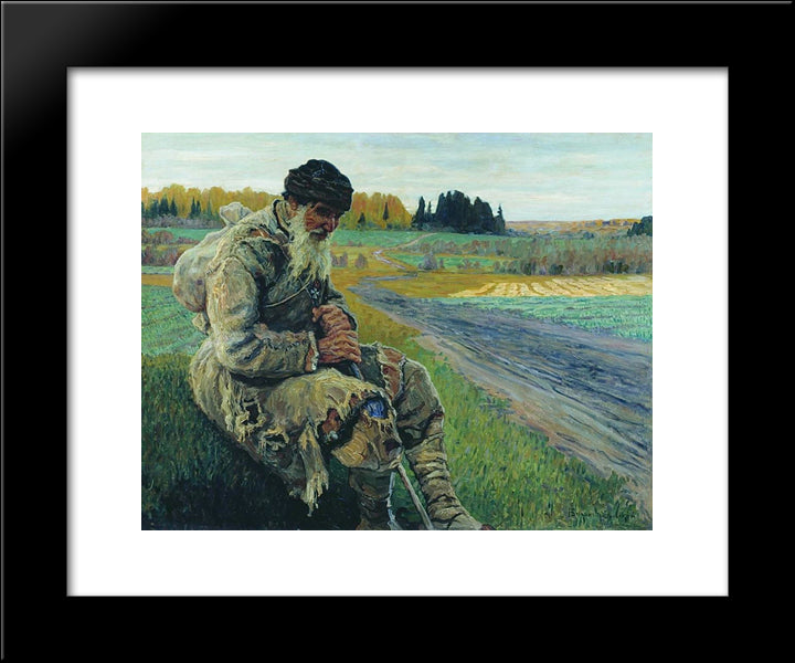 Peasant 20x24 Black Modern Wood Framed Art Print Poster by Bogdanov Belsky, Nikolay