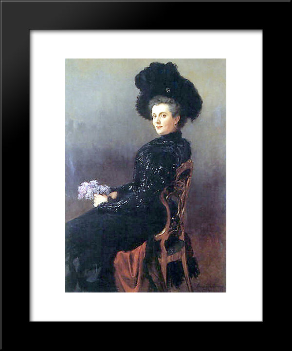 Portrait Of A Lady In Chair 20x24 Black Modern Wood Framed Art Print Poster by Bogdanov Belsky, Nikolay