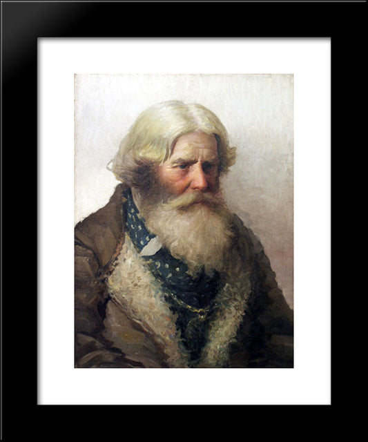 Portrait Of A Peasant 20x24 Black Modern Wood Framed Art Print Poster by Bogdanov Belsky, Nikolay