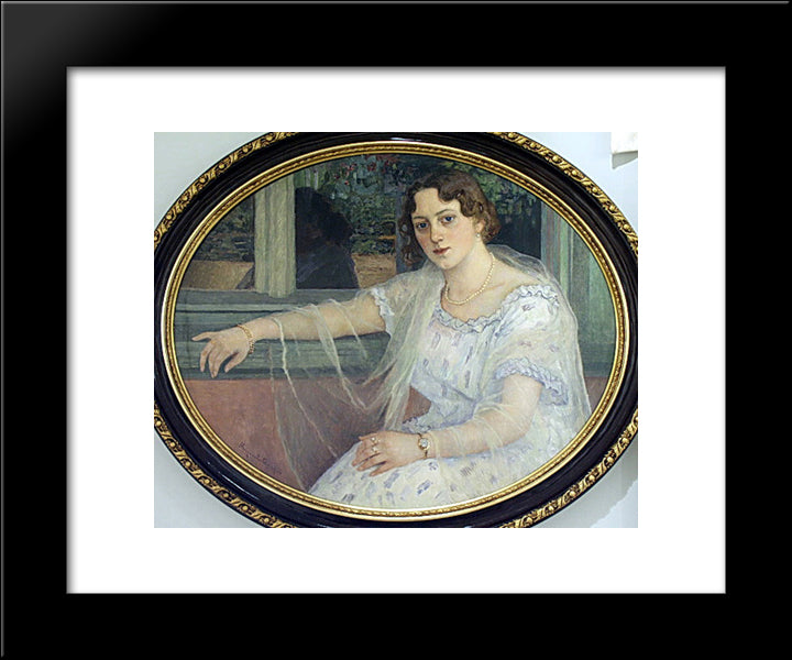 Portrait Of A Young Woman 20x24 Black Modern Wood Framed Art Print Poster by Bogdanov Belsky, Nikolay