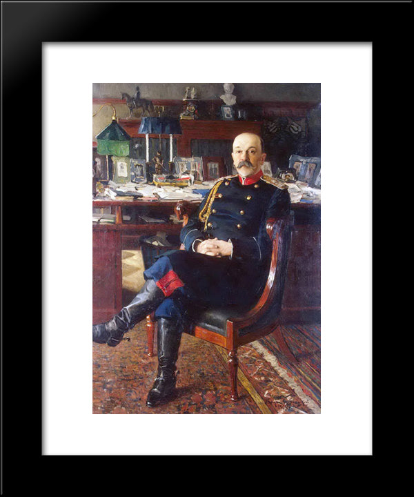 Portrait Of Adjutant General P.P.Gesse 20x24 Black Modern Wood Framed Art Print Poster by Bogdanov Belsky, Nikolay