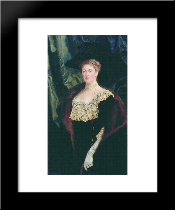 Portrait Of An Unknown Lady In A Black Kerchief With A Lacy Collar 20x24 Black Modern Wood Framed Art Print Poster by Bogdanov Belsky, Nikolay