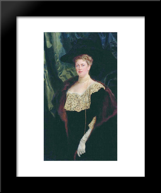 Portrait Of An Unknown Lady In A Black Kerchief With A Lacy Collar 20x24 Black Modern Wood Framed Art Print Poster by Bogdanov Belsky, Nikolay