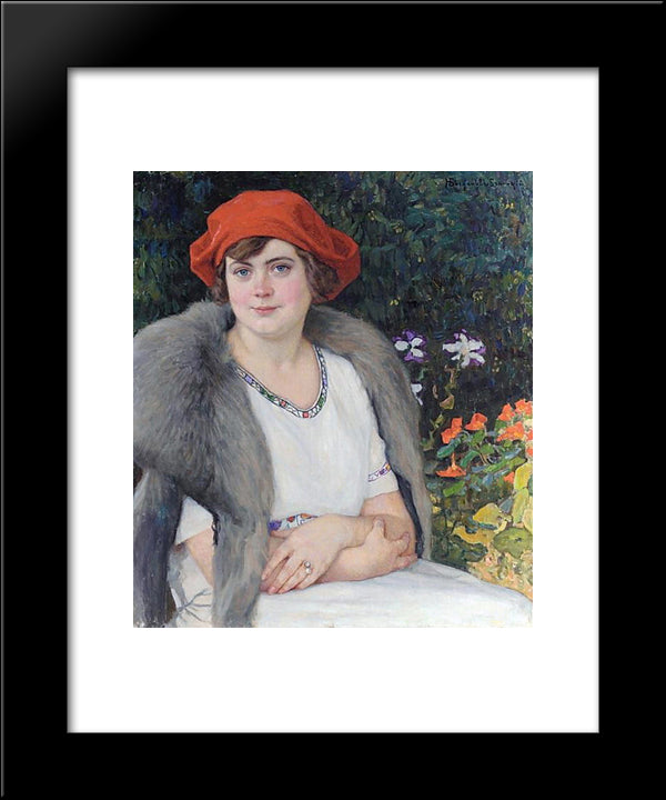 Portrait Of Artist'S Wife 20x24 Black Modern Wood Framed Art Print Poster by Bogdanov Belsky, Nikolay