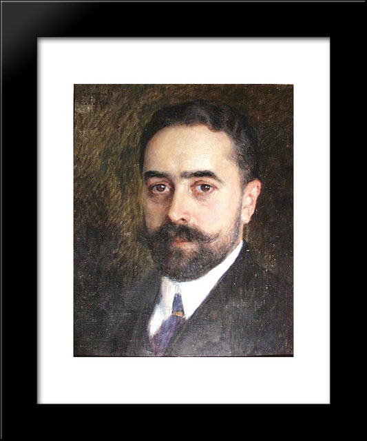 Portrait Of Engineer N.Chizhov 20x24 Black Modern Wood Framed Art Print Poster by Bogdanov Belsky, Nikolay
