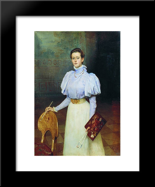 Portrait Of M.Sheremetova 20x24 Black Modern Wood Framed Art Print Poster by Bogdanov Belsky, Nikolay