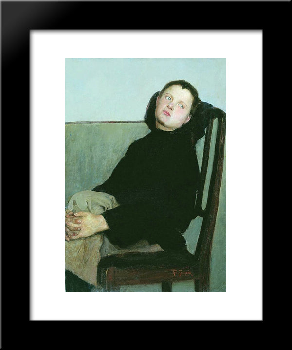 Resting Boy 20x24 Black Modern Wood Framed Art Print Poster by Bogdanov Belsky, Nikolay