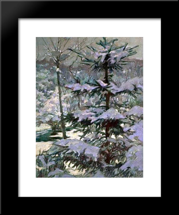 Snow In The Morning 20x24 Black Modern Wood Framed Art Print Poster by Bogdanov Belsky, Nikolay