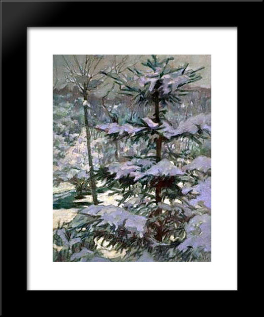 Snow In The Morning 20x24 Black Modern Wood Framed Art Print Poster by Bogdanov Belsky, Nikolay