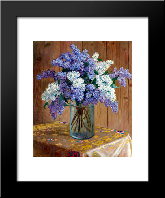 Still Life With Lilacs 20x24 Black Modern Wood Framed Art Print Poster by Bogdanov Belsky, Nikolay