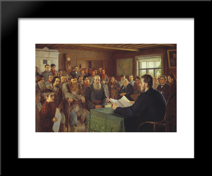Sunday Reading At Country School 20x24 Black Modern Wood Framed Art Print Poster by Bogdanov Belsky, Nikolay