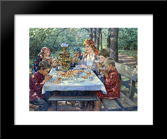 Teacher Visitors 20x24 Black Modern Wood Framed Art Print Poster by Bogdanov Belsky, Nikolay