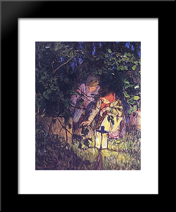 The Latern 20x24 Black Modern Wood Framed Art Print Poster by Bogdanov Belsky, Nikolay