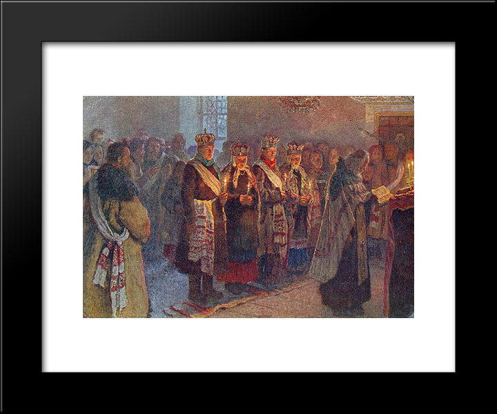 The Wedding 20x24 Black Modern Wood Framed Art Print Poster by Bogdanov Belsky, Nikolay