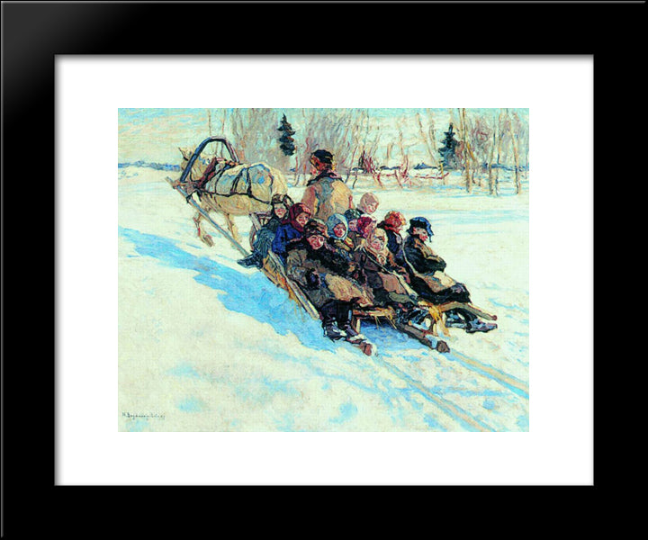 To School 20x24 Black Modern Wood Framed Art Print Poster by Bogdanov Belsky, Nikolay