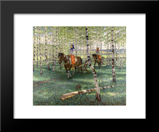 To Work 20x24 Black Modern Wood Framed Art Print Poster by Bogdanov Belsky, Nikolay
