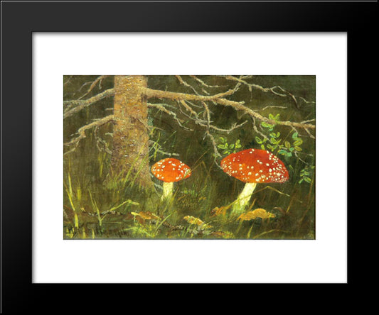 Toadstools Under The Tree 20x24 Black Modern Wood Framed Art Print Poster by Bogdanov Belsky, Nikolay