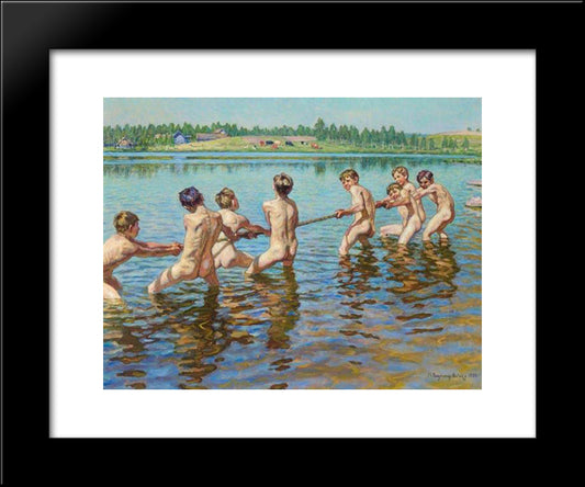 Tug Of War 20x24 Black Modern Wood Framed Art Print Poster by Bogdanov Belsky, Nikolay