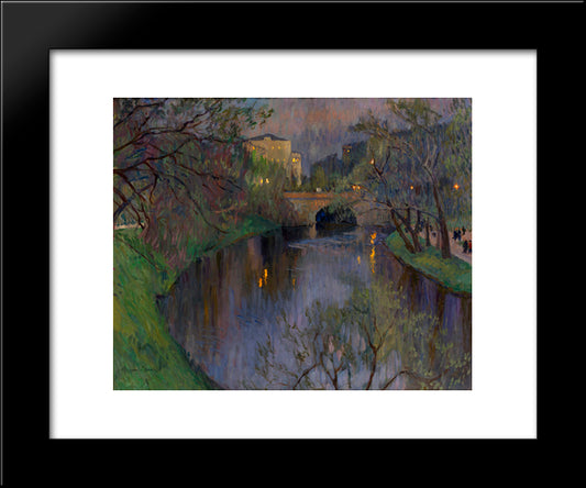 Twighlight In Riga 20x24 Black Modern Wood Framed Art Print Poster by Bogdanov Belsky, Nikolay