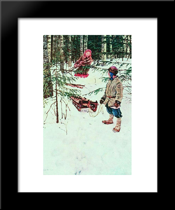 Winter 20x24 Black Modern Wood Framed Art Print Poster by Bogdanov Belsky, Nikolay