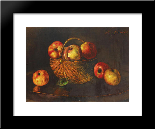 Basket With Apples 20x24 Black Modern Wood Framed Art Print Poster by Bancila, Octav