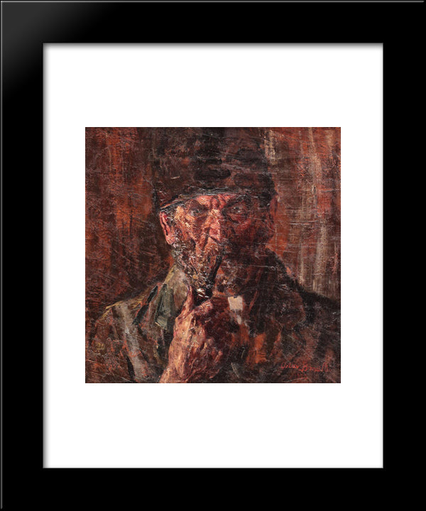 Peasant With Pipe 20x24 Black Modern Wood Framed Art Print Poster by Bancila, Octav