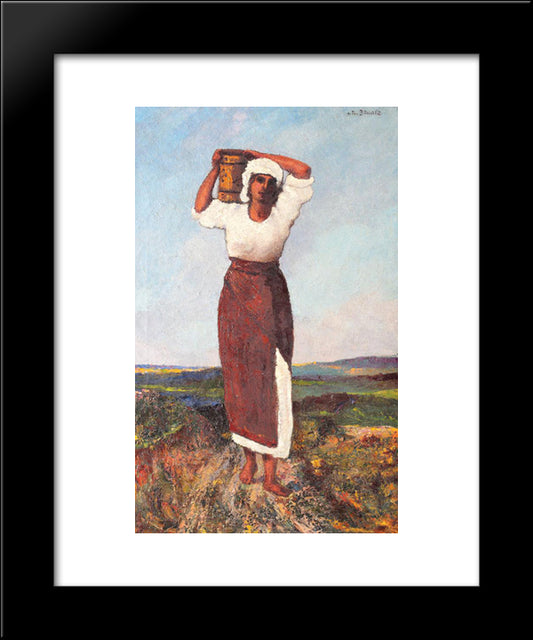 Peasant Woman With A Jar 20x24 Black Modern Wood Framed Art Print Poster by Bancila, Octav