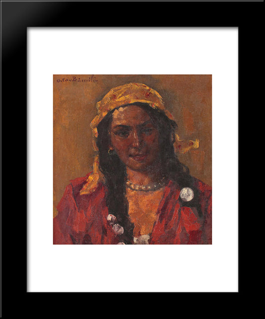 The Yellow Headscarf 20x24 Black Modern Wood Framed Art Print Poster by Bancila, Octav