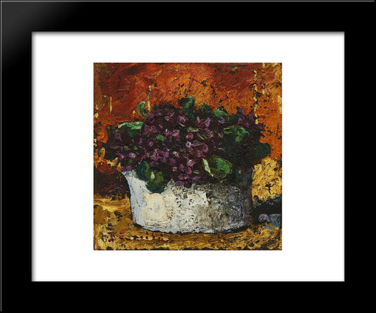 Vase With Violets 20x24 Black Modern Wood Framed Art Print Poster by Bancila, Octav