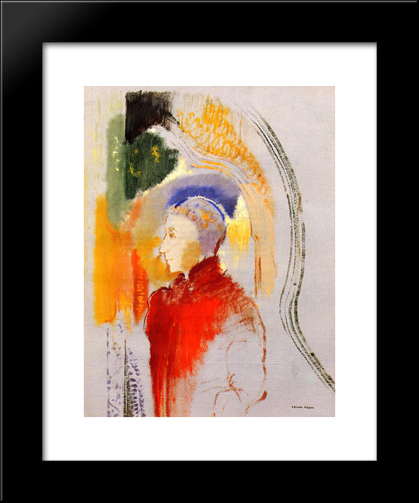 A Figure 20x24 Black Modern Wood Framed Art Print Poster by Redon, Odilon