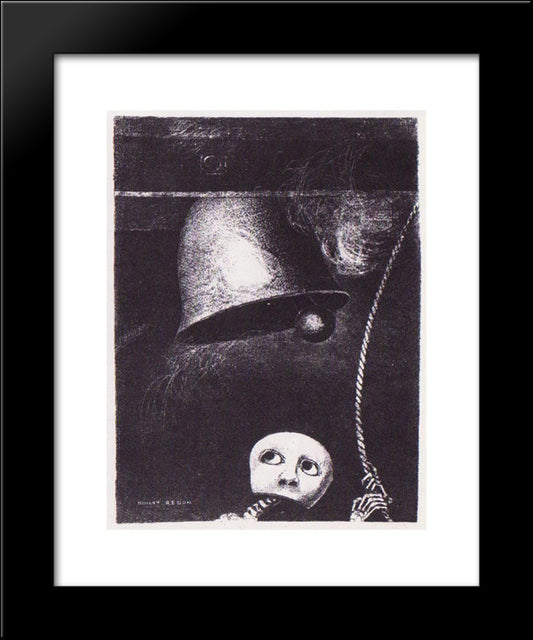 A Funeral Mask Tolls Bell 20x24 Black Modern Wood Framed Art Print Poster by Redon, Odilon