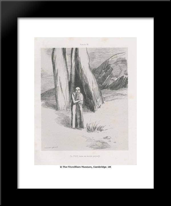 A Madman In A Dismal Landscape 20x24 Black Modern Wood Framed Art Print Poster by Redon, Odilon