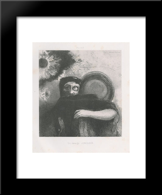 A Strange Juggler 20x24 Black Modern Wood Framed Art Print Poster by Redon, Odilon