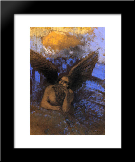 Aged Angel 20x24 Black Modern Wood Framed Art Print Poster by Redon, Odilon