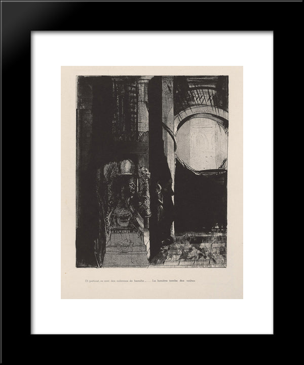 And On Every Side Are Columns Of Basalt, ... The Light Falls From The Vaulted Roof (Plate 3) 20x24 Black Modern Wood Framed Art Print Poster by Redon, Odilon