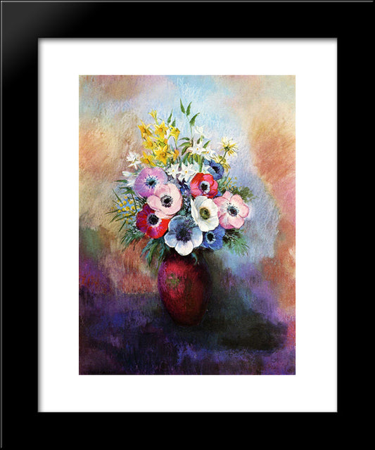 Anemones 20x24 Black Modern Wood Framed Art Print Poster by Redon, Odilon