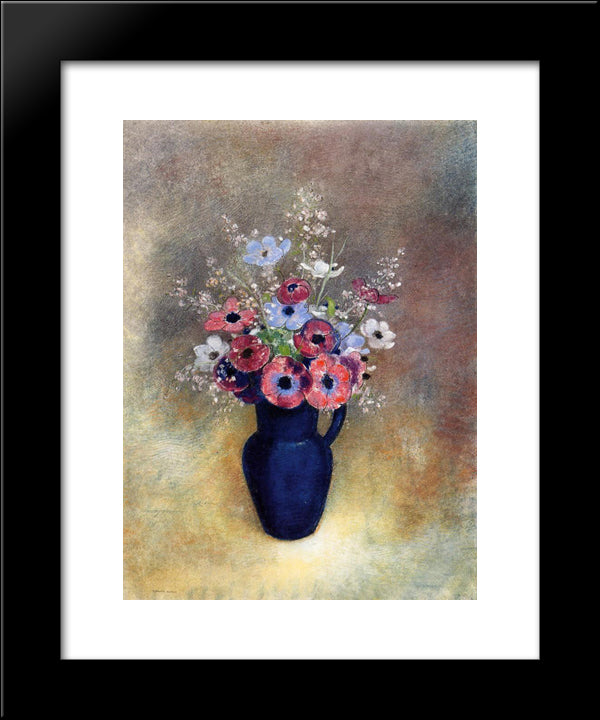 Anemones In A Jug 20x24 Black Modern Wood Framed Art Print Poster by Redon, Odilon